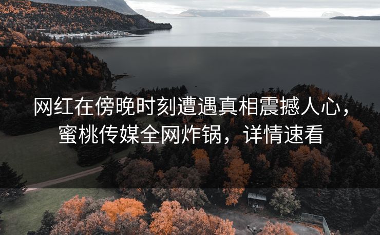 网红在傍晚时刻遭遇真相震撼人心，蜜桃传媒全网炸锅，详情速看