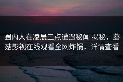 圈内人在凌晨三点遭遇秘闻 揭秘，蘑菇影视在线观看全网炸锅，详情查看