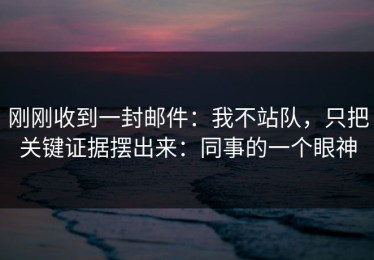 刚刚收到一封邮件：我不站队，只把关键证据摆出来：同事的一个眼神
