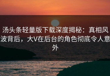 汤头条轻量版下载深度揭秘：真相风波背后，大V在后台的角色彻底令人意外