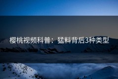 樱桃视频科普：猛料背后3种类型