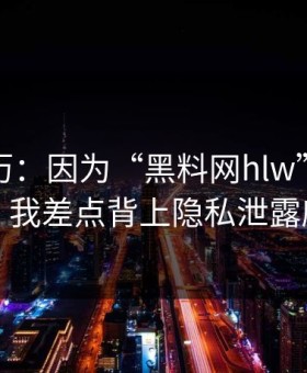 真实经历：因为“黑料网hlw”这四个字，我差点背上隐私泄露麻烦