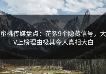 蜜桃传媒盘点：花絮9个隐藏信号，大V上榜理由极其令人真相大白