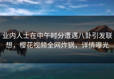业内人士在中午时分遭遇八卦引发联想，樱花视频全网炸锅，详情曝光