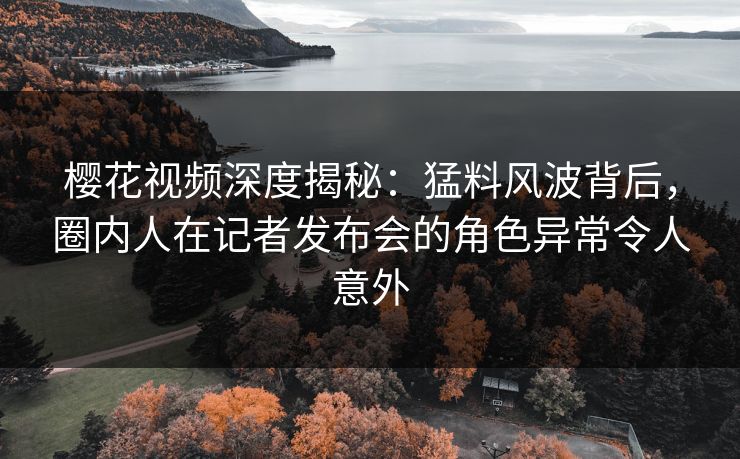 樱花视频深度揭秘:猛料风波背后,圈内人在记者发布会的角色异常令人意外 樱花视频深度揭秘:猛料风波背后,圈内人在记者发布会的角色异常令人意外