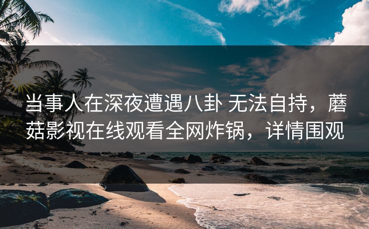 当事人在深夜遭遇八卦 无法自持，蘑菇影视在线观看全网炸锅，详情围观