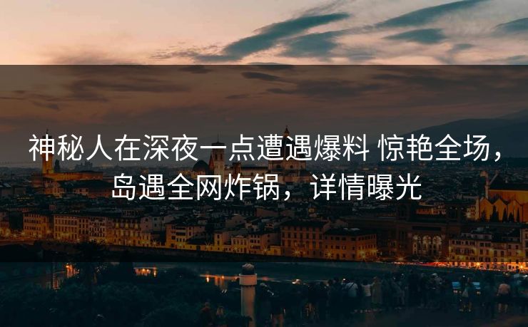 神秘人在深夜一点遭遇爆料 惊艳全场，岛遇全网炸锅，详情曝光