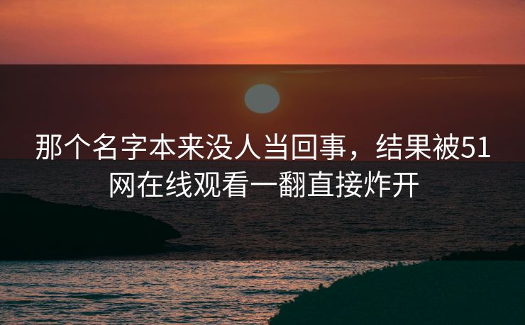 那个名字本来没人当回事，结果被51网在线观看一翻直接炸开
